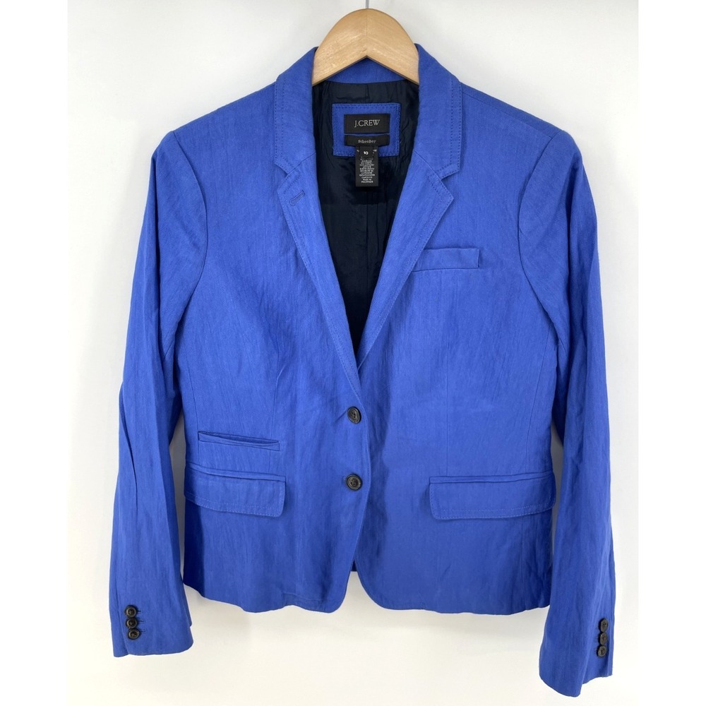 J Crew Blue Schoolboy Statement Blazer Women Sz‎ 10 Academia Maximalist Preppy